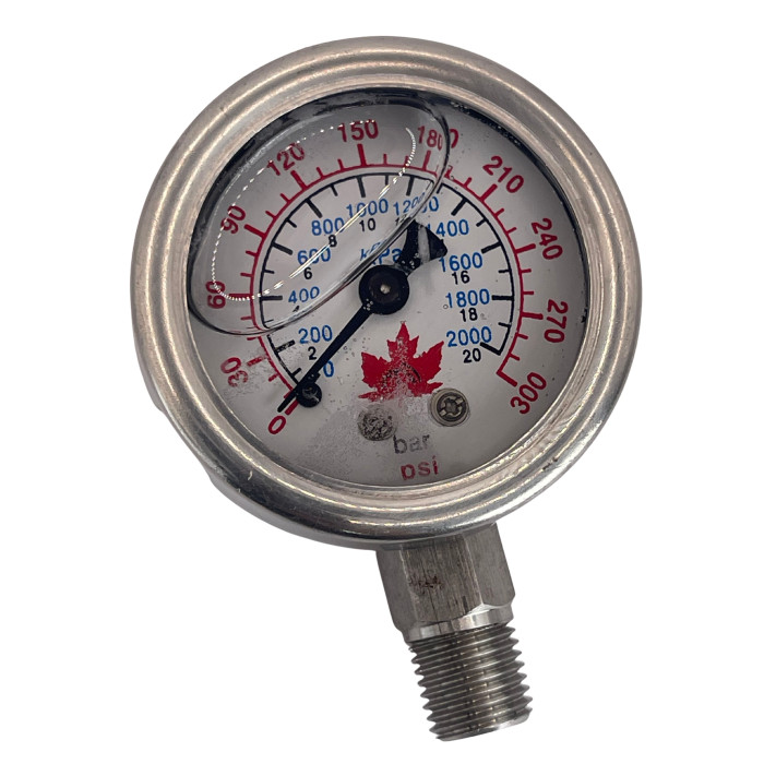 LabCradle Stainless Steel Pressure Gauge Bar PSI 1/2" MNPT  20 Bar   / 300 psi