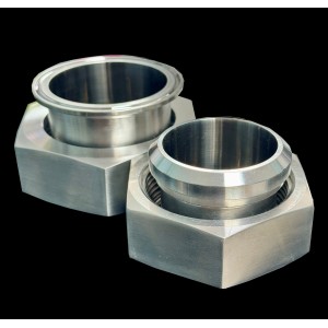 Labcradle Stainless Steel Plain Bevel with Hex Nut to Tri-clamp Adapter