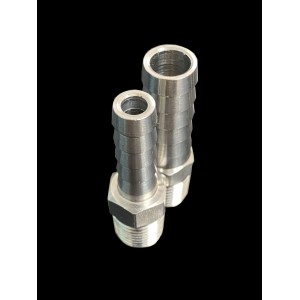 Labcradle Stainless Steel 1/4" MNPT to Hose Barb Adapter