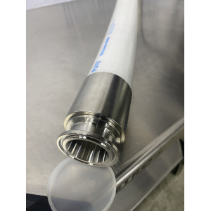 100 cm Food Grade Silicone PTFE Lining Hose 1" diameter w/ TC flange