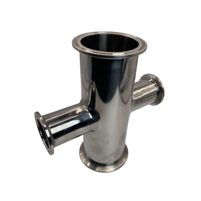 Labcradle Stainless Steel Sanitary TC  Tri Clamp 4 way Adaptor.  2x 2” & 2x 3”