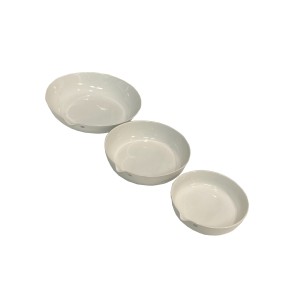 Jipo Porcelain Ceramic Flat Evaporating Dish Semi-Deep Round Bottom 450ml, 1100ml, 1750ml