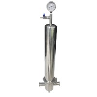 Labcradle Stainless Steel TC 20" 226 Pleated Filter Housing with Cartridge and Pressure Gauge