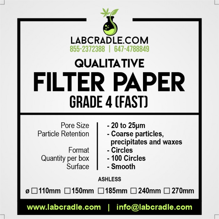 LabCradle Filter Paper for Buchner Funnel 110mm 125mm 150mm 185mm 240mm Fast