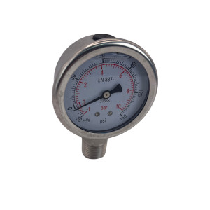 LabCradle Stainless Steel Pressure Gauge Bar PSI 1/2" MNPT